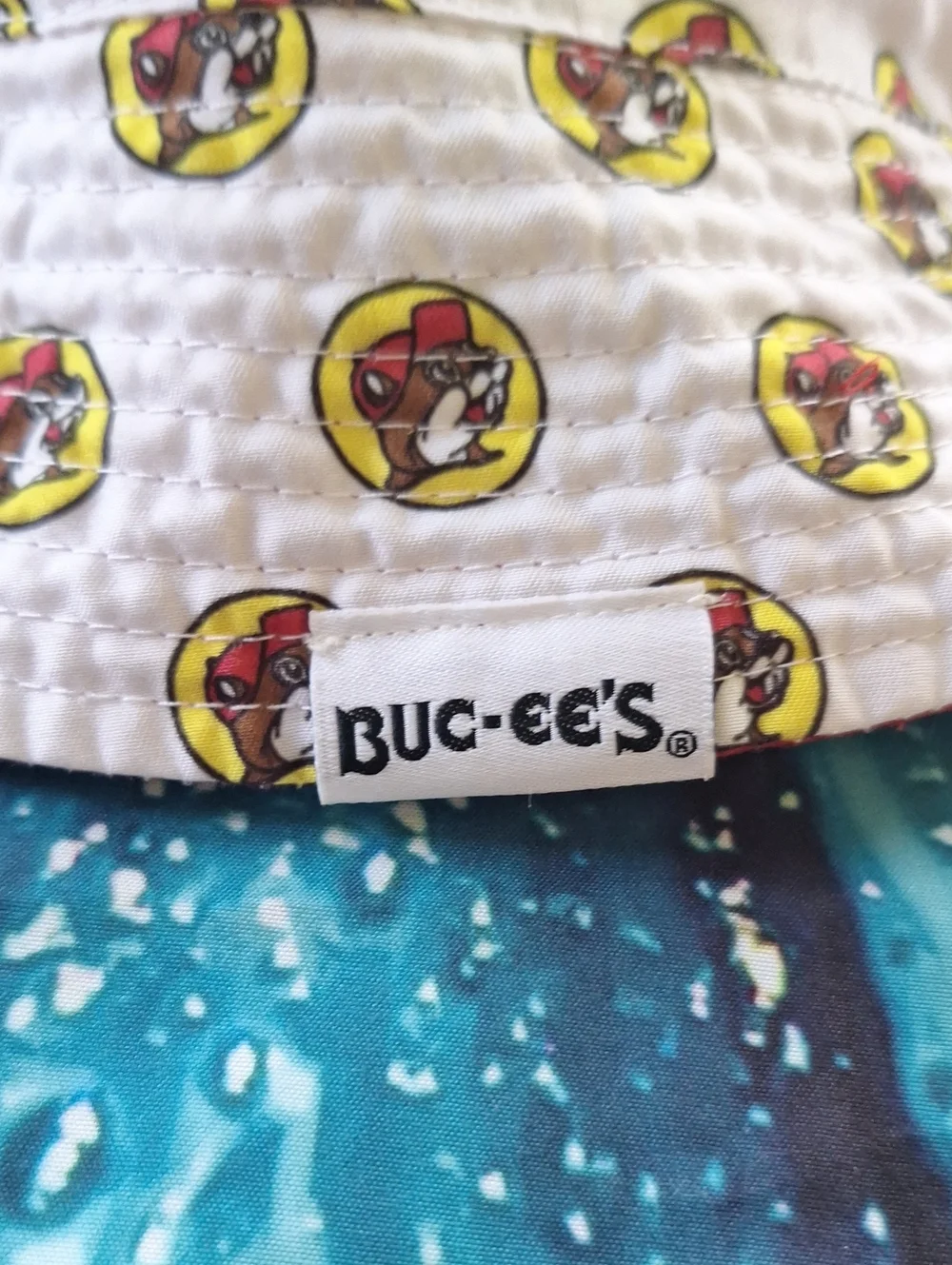 White Logo Print Sun Bucket Hat